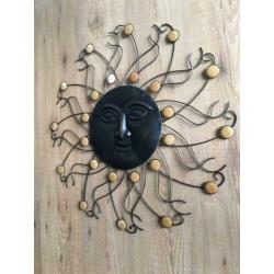 Prachtig mooi decoratief metalen wandornament, DE ZON