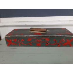 Friesch oud houten etui handwerk en inktpotjes