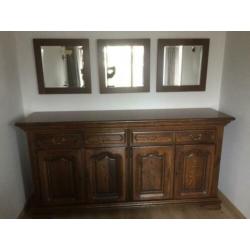 Dressoir Donker Eiken met 3 spiegels