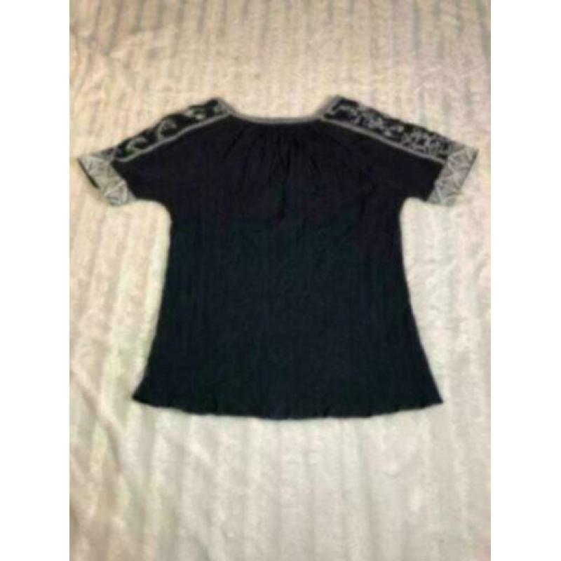 A10 Silver Creek Top Maat 40 Donkerblauw Borduur Korte Mouw