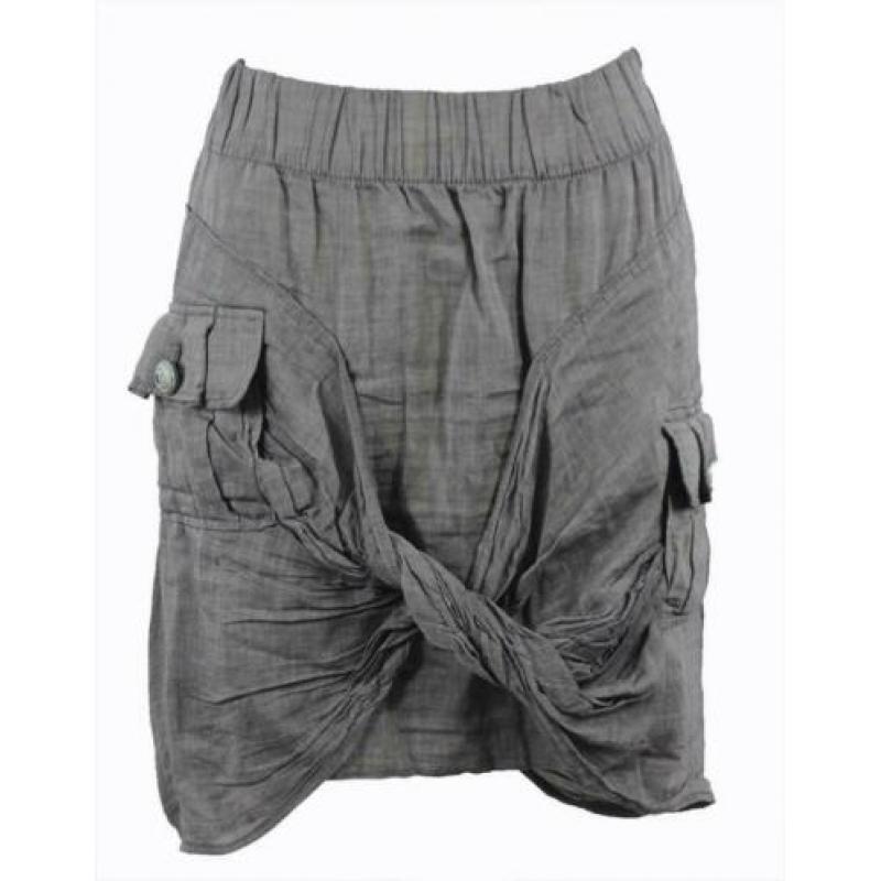 HUGO BOSS 100% katoenen licht grijze rok met veel details S