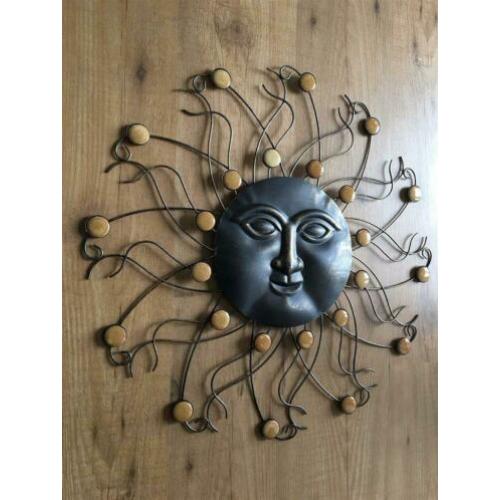 Prachtig mooi decoratief metalen wandornament, DE ZON
