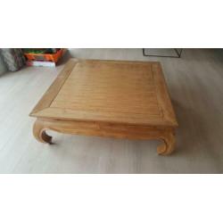 Teak houten opium tafel 1m x 1m x 0.35m