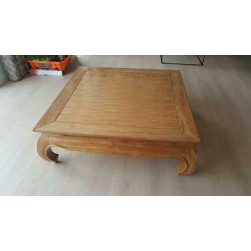 Teak houten opium tafel 1m x 1m x 0.35m