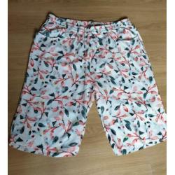 Ulla Popken korte broek met print linnen - viscose mt 50-52