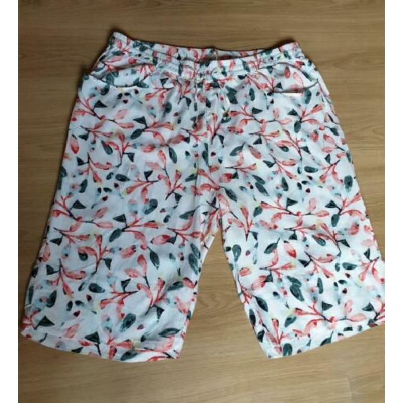 Ulla Popken korte broek met print linnen - viscose mt 50-52