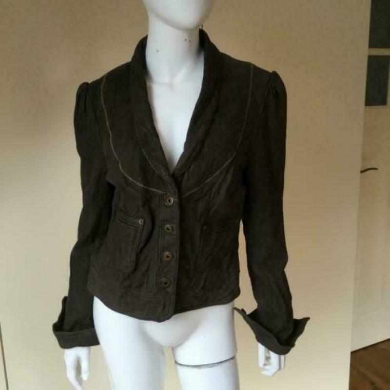 4003 D.bruin echt leren jasje blazer SILVER CREEK; Mt=40"