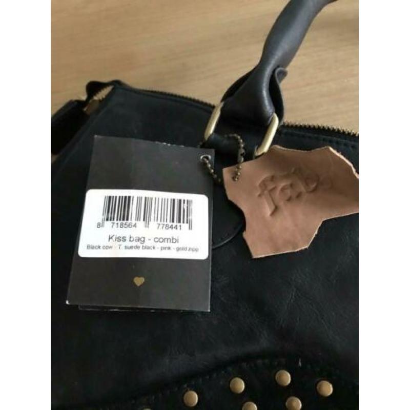 Zwarte leren handtas Kiss Fabienne Chapot