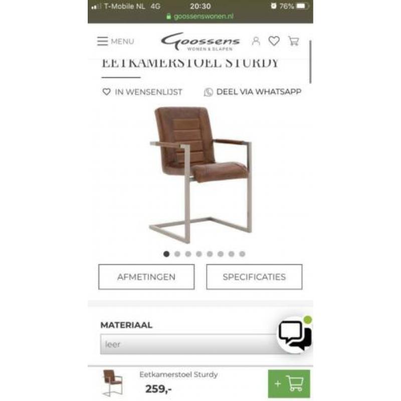 Sturdy Goossens eetkamerstoelen 6 stuks als nieuw!
