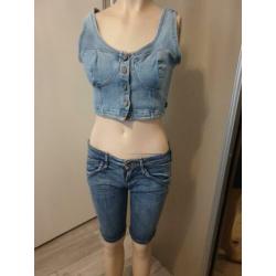 Tripper jeans kort spijker gilet maat s/ m