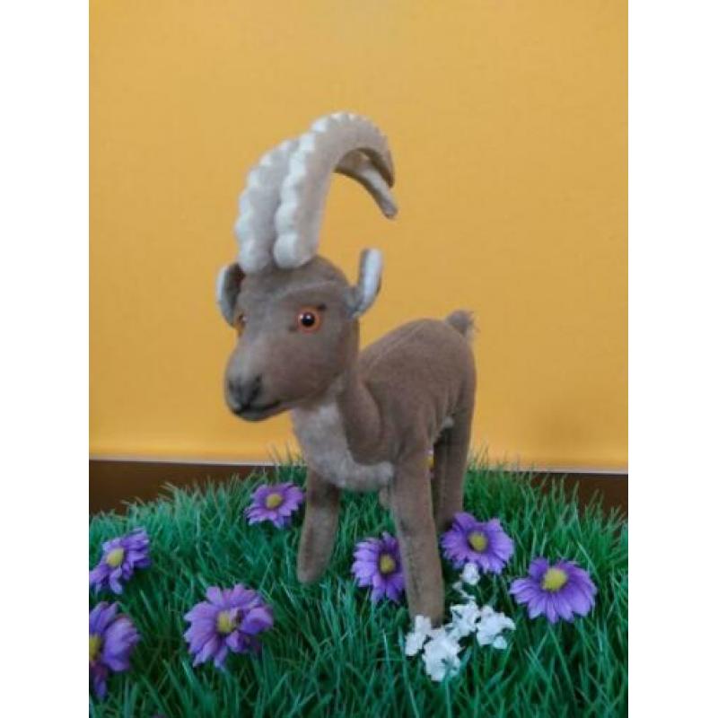 Steiff steenbok oud jaren 70 Rocky berggeit *knop* trevira