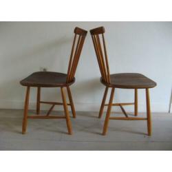 2x Spijlenstoel. Vintage jaren 60-70