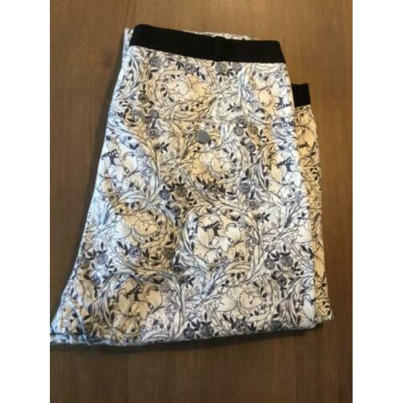 Printbroek blauw/off white, maat 38