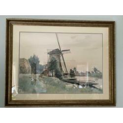 A. Segaar aquarel zicht op molens Warmond