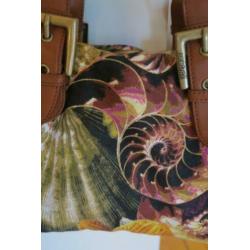Roberto Cavalli tas canvas leer bloemen schelpen zgan