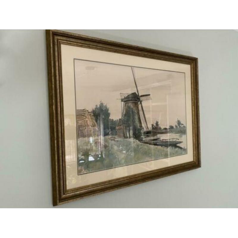 A. Segaar aquarel zicht op molens Warmond