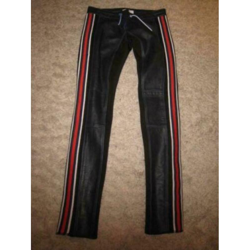 Tenax bijna nieuwe Italiaanse skinny broek met leer, S