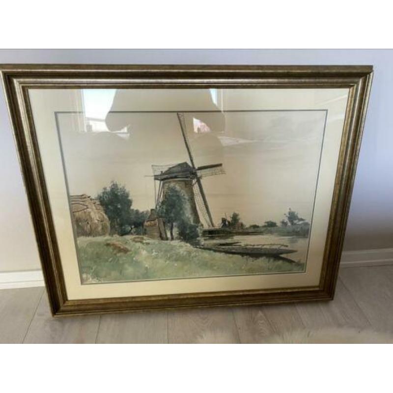 A. Segaar aquarel zicht op molens Warmond