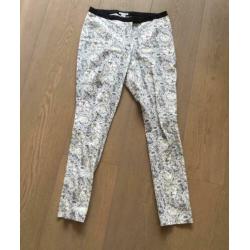 Printbroek blauw/off white, maat 38