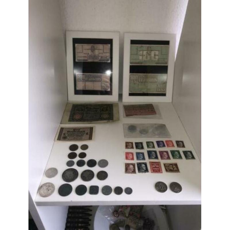 Hele mooie verzameling ww2 nazi muntgeld,zegels kampgeld