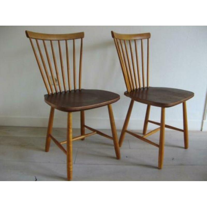 2x Spijlenstoel. Vintage jaren 60-70