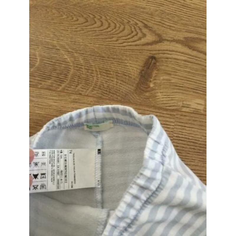 Broek blauw wit streep Benetton maat 74