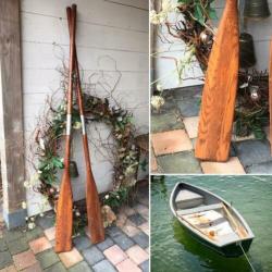 Roeiriemen van hout 185cm lang.2 st.
