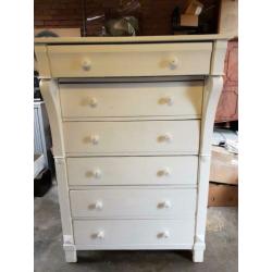 Antieke brocante white wash 6 ladenkast ,pracht kast ca.1875
