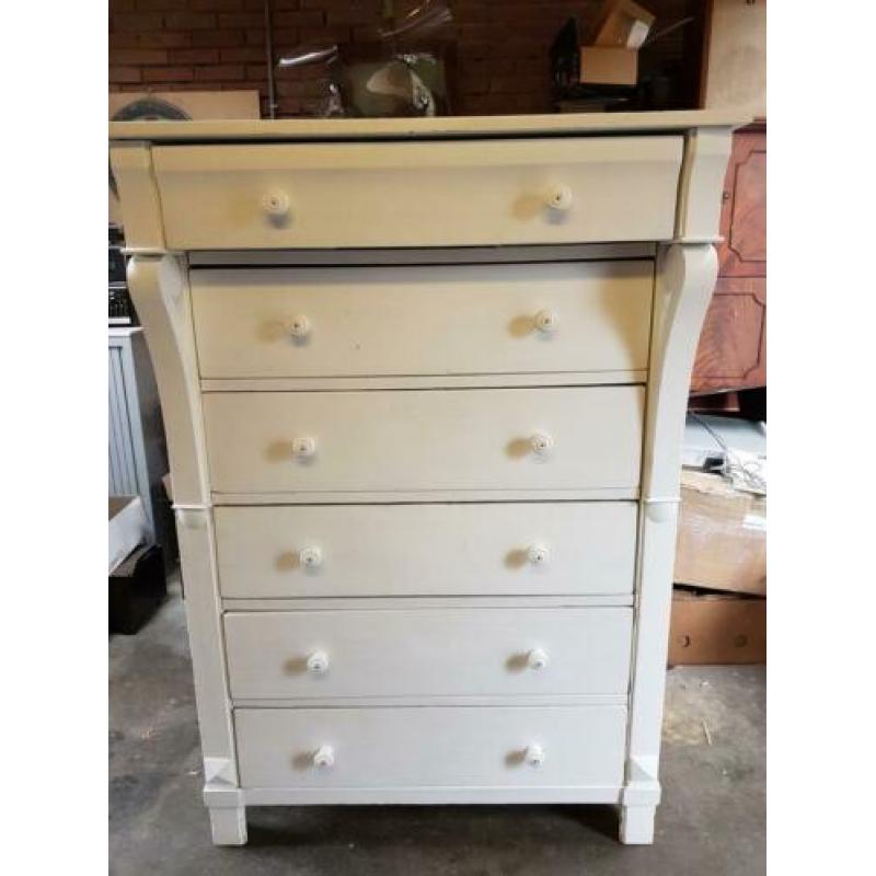 Antieke brocante white wash 6 ladenkast ,pracht kast ca.1875