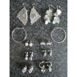 9 paar superleuke oorbellen stekers hangers creolen strass