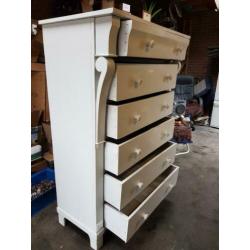 Antieke brocante white wash 6 ladenkast ,pracht kast ca.1875