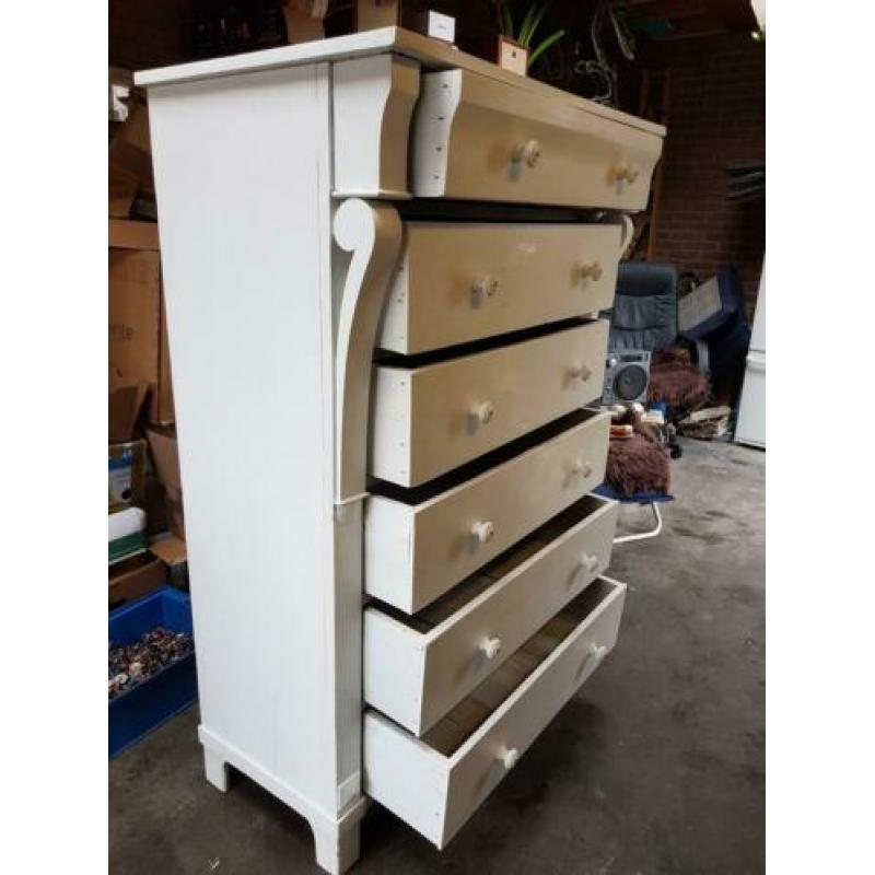 Antieke brocante white wash 6 ladenkast ,pracht kast ca.1875