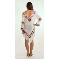 tuniek hippie gipsy boho ibiza wit met franjes
