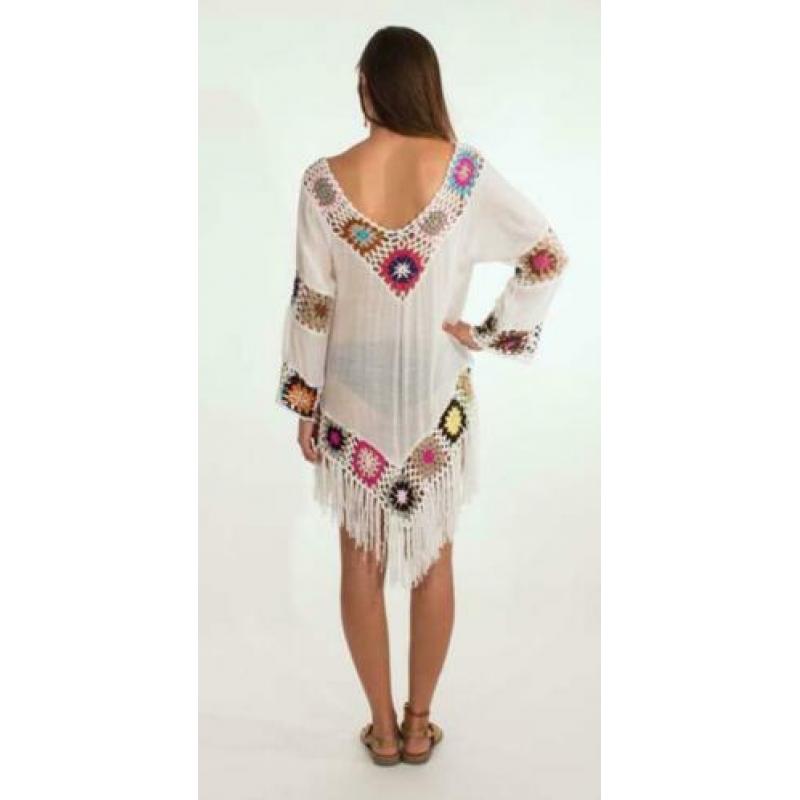 tuniek hippie gipsy boho ibiza wit met franjes
