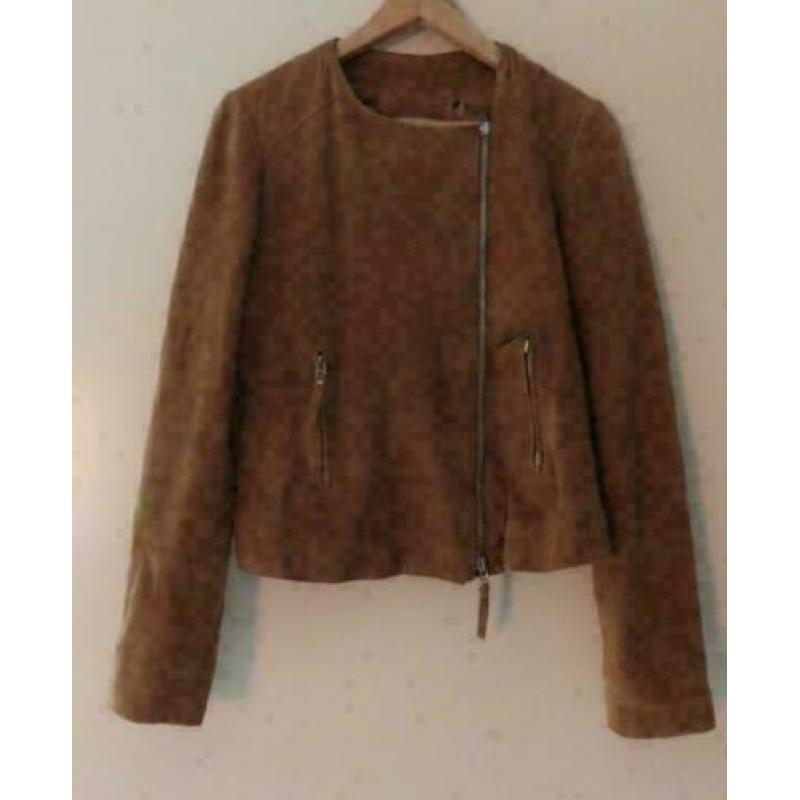 PINKO crazy chiodo bruin suede jack maat 38