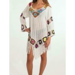tuniek hippie gipsy boho ibiza wit met franjes