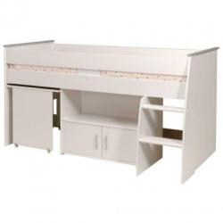 Halfhoogslaper wit met bureau
