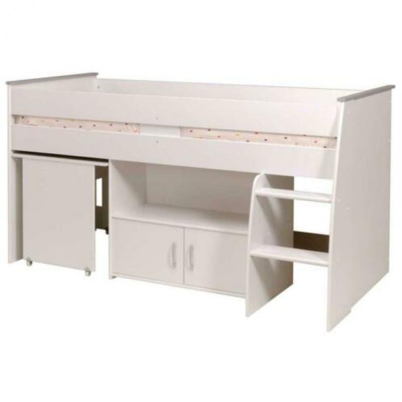 Halfhoogslaper wit met bureau