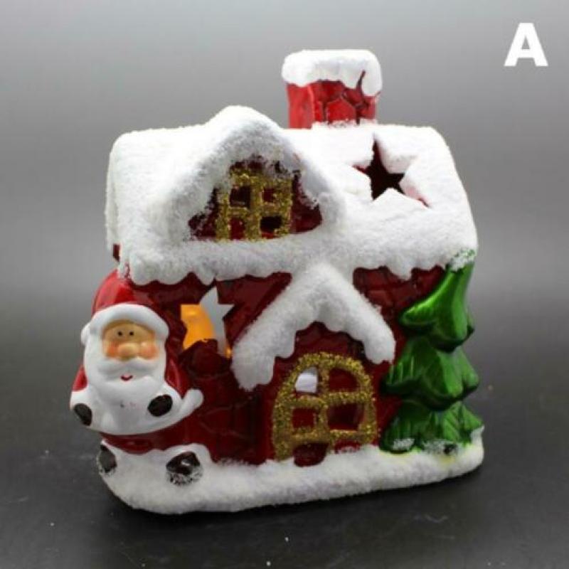 Theelichthouder Kerstman Huis
