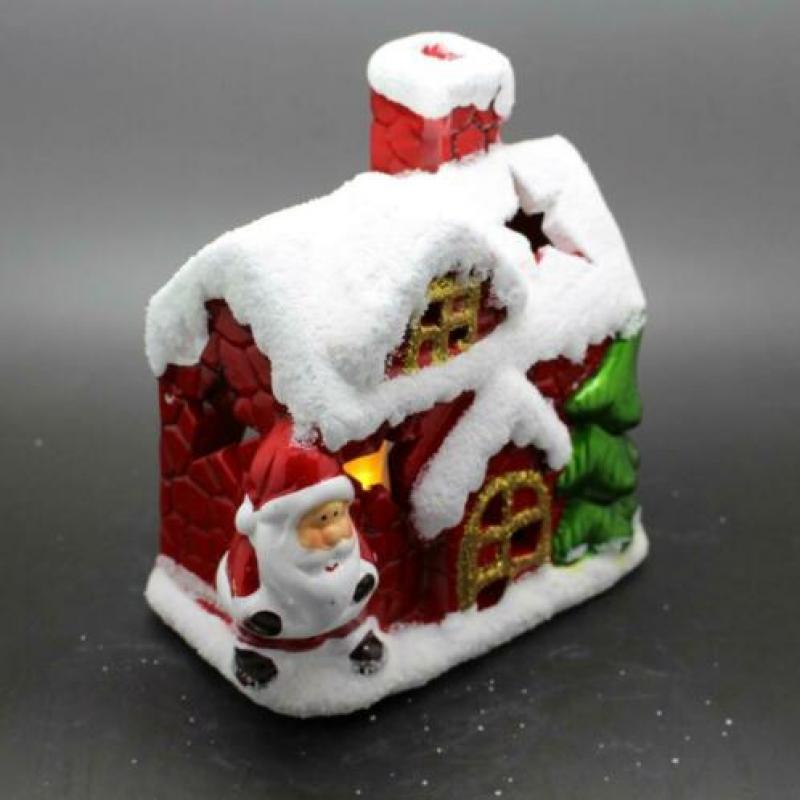 Theelichthouder Kerstman Huis