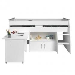 Halfhoogslaper wit met bureau
