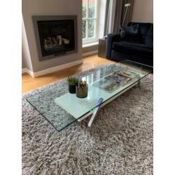 Design salontafel wit glas chroom
