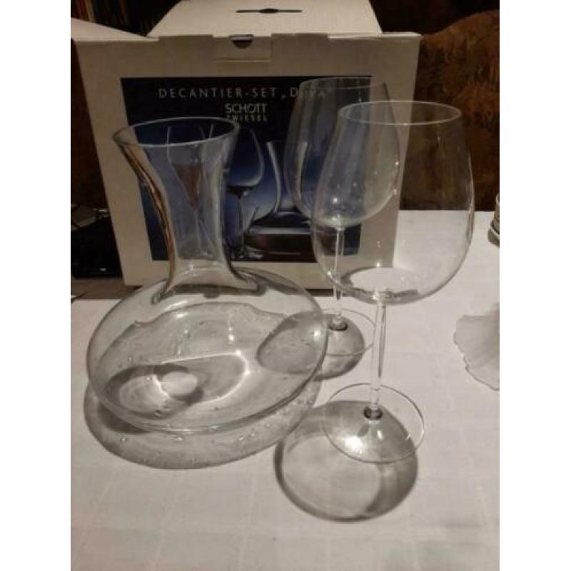 Decanteerkan 1lt met 2 wijnglazen schott zwiesel DIVA