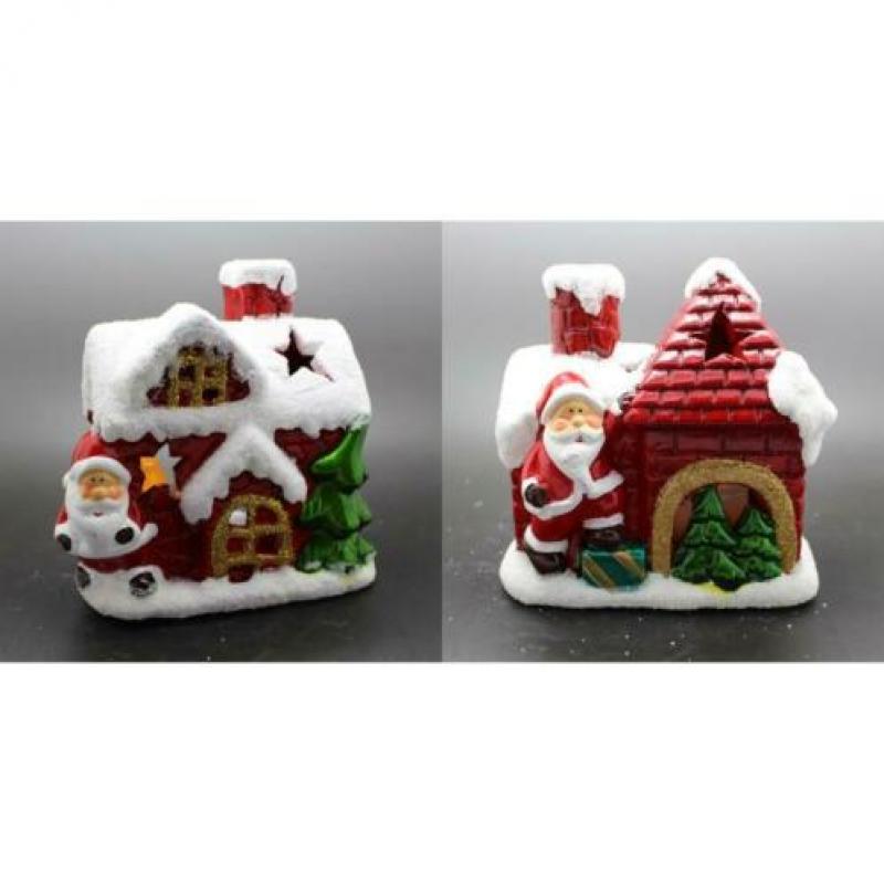 Theelichthouder Kerstman Huis