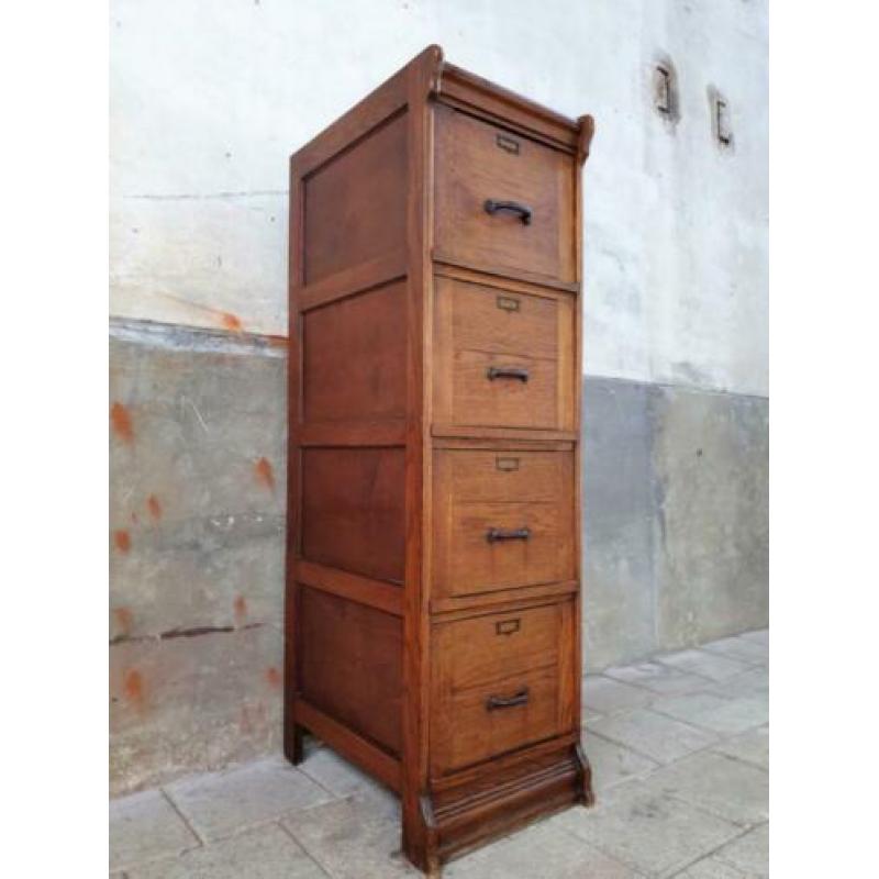 Antieke Archiefkast | Vintage Houten Ladenkast | Laden Kast
