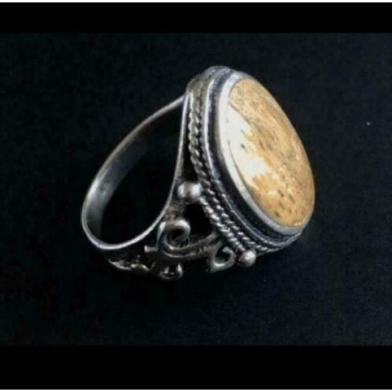 APARTE zilveren met HOUT ingelegde ring
