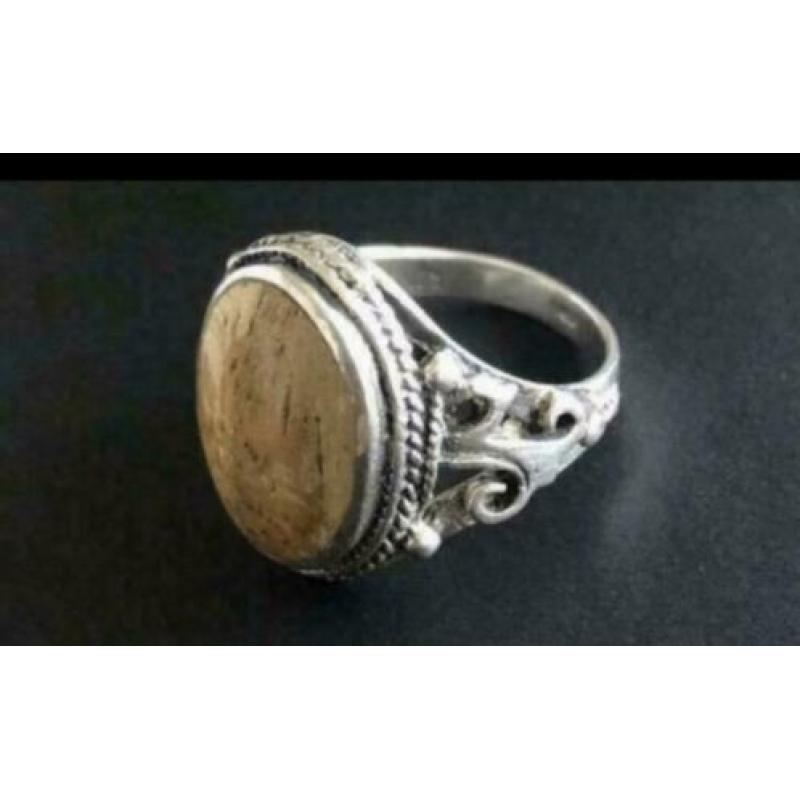 APARTE zilveren met HOUT ingelegde ring