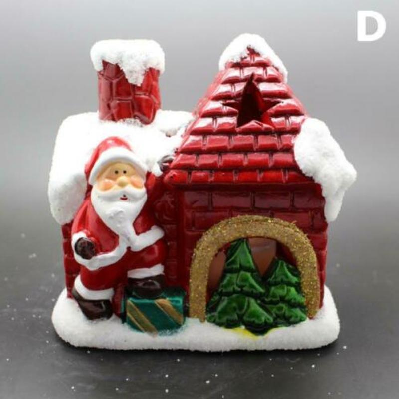 Theelichthouder Kerstman Huis