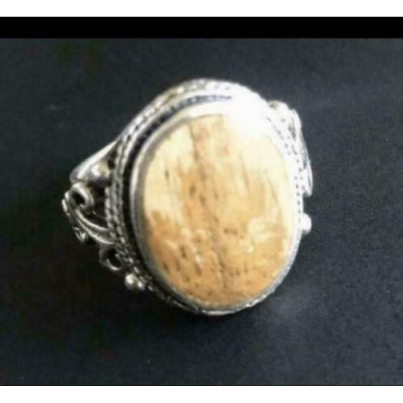 APARTE zilveren met HOUT ingelegde ring