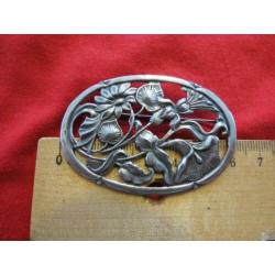 Antieke Broche Zilver Prachtige Bloemen